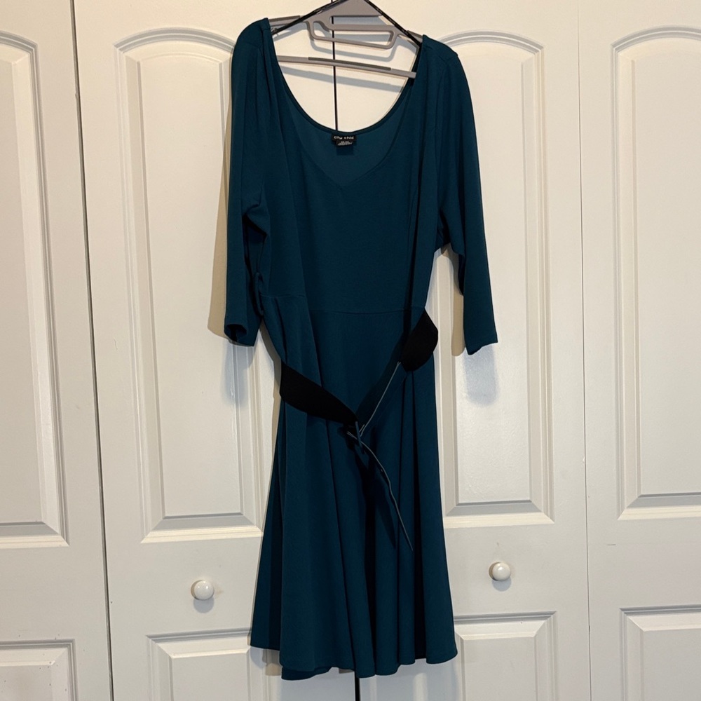 City Chic Teal Dress with Black Belt